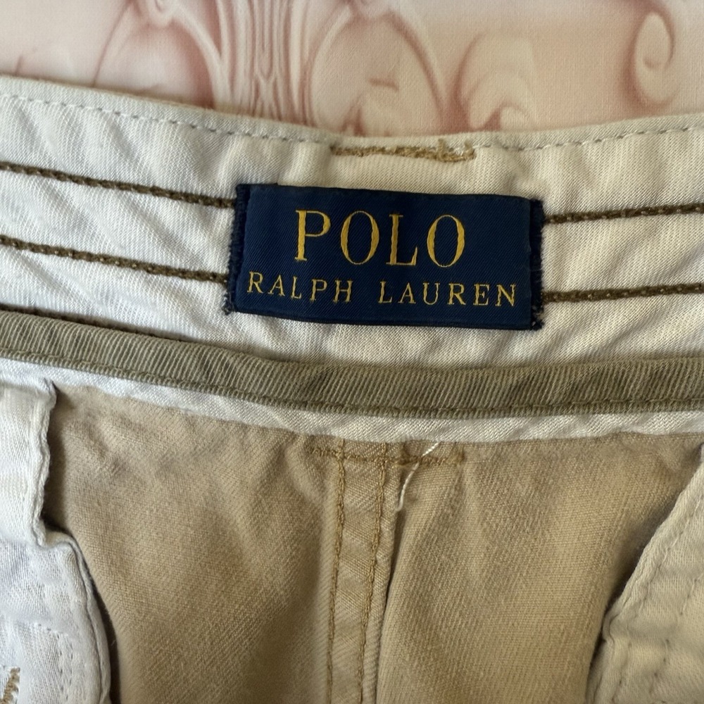 Polo Ralph Lauren Mens Size 34 Khaki Beige Classic Chino Cargo Shorts Utility - Picture 2 of 11